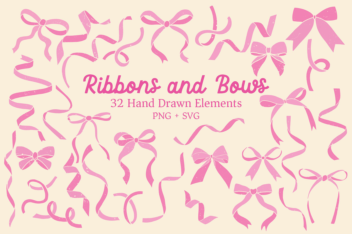 Ribbons & Bows Hand Drawn Clipart, a Decorative Illustration by Ginny and Sam (Photo 3 of 8)