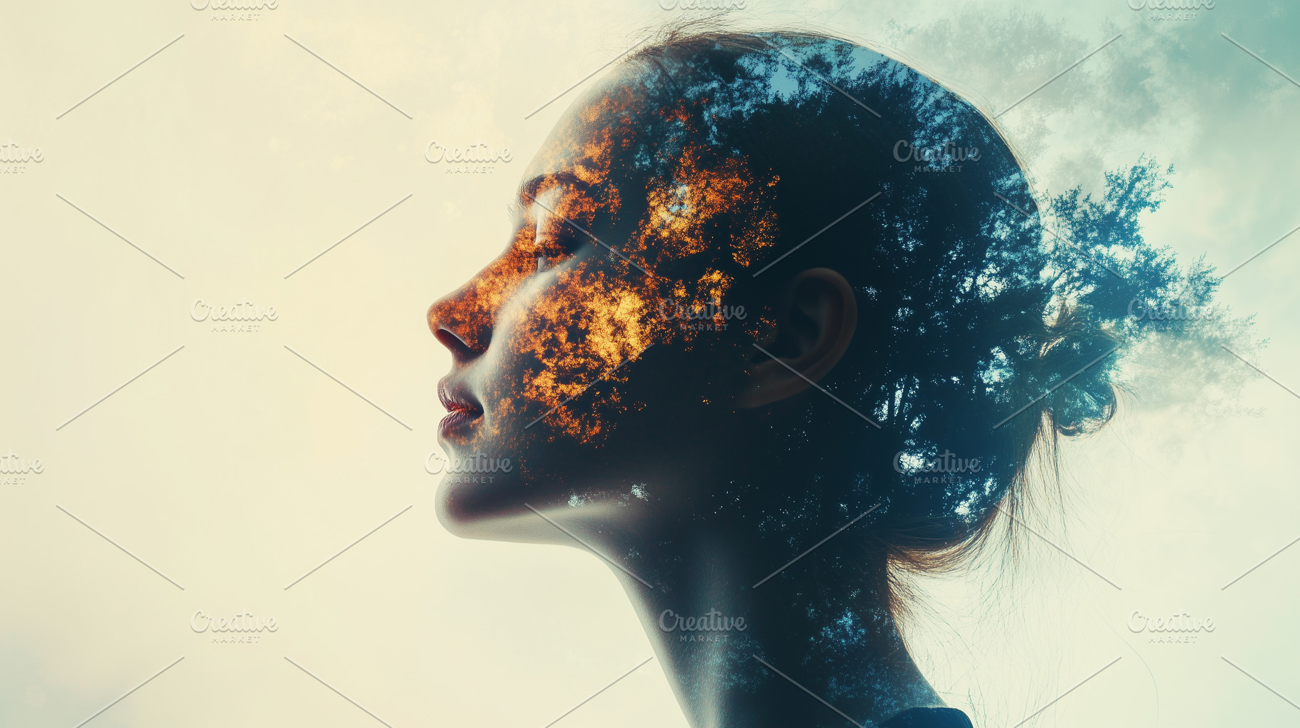 Profile of a woman blended with, a Person Photo by MistyDay