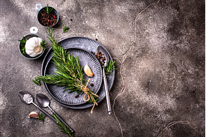 Rosemary, garlic, salt and pepper., a Food & Drink Photo by Yulia Furman