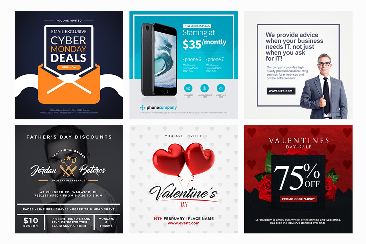 100 Multipurpose Instagram Templates, a Social Media Template by eamejia (Photo 9 of 17)