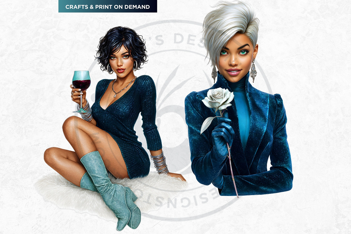 Modern Winter girls cliparts, a Seasonal Illustration by ThatsDesignArt (Photo 6 of 18)