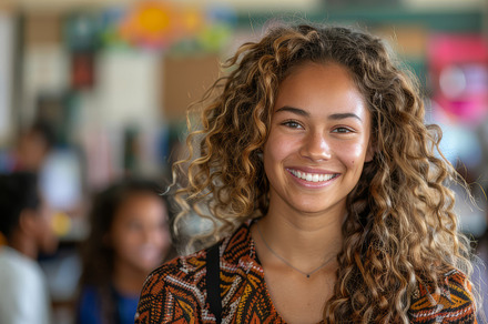 Young Biracial Teacher Smiling and Teaching in a Science Class, a Photo by AS photostudio