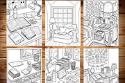 Book Lover Adult Coloring Pages, a Brochure Template by LA Design (Thumbnail 2 of 7)