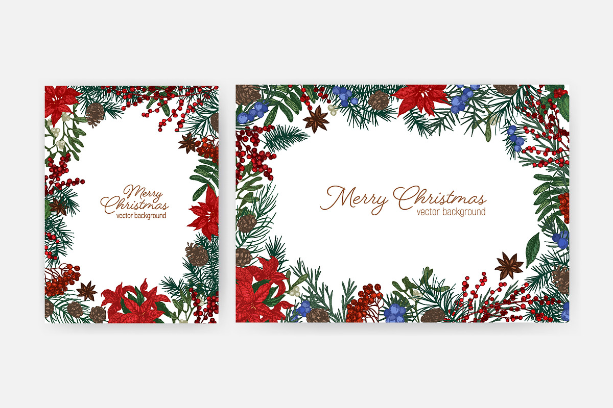 Floral christmas framed cards, a Decorative Illustration by Good Studio (Photo 6 of 19)