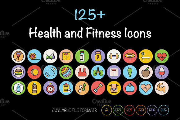 125 Health And Fitness Icons