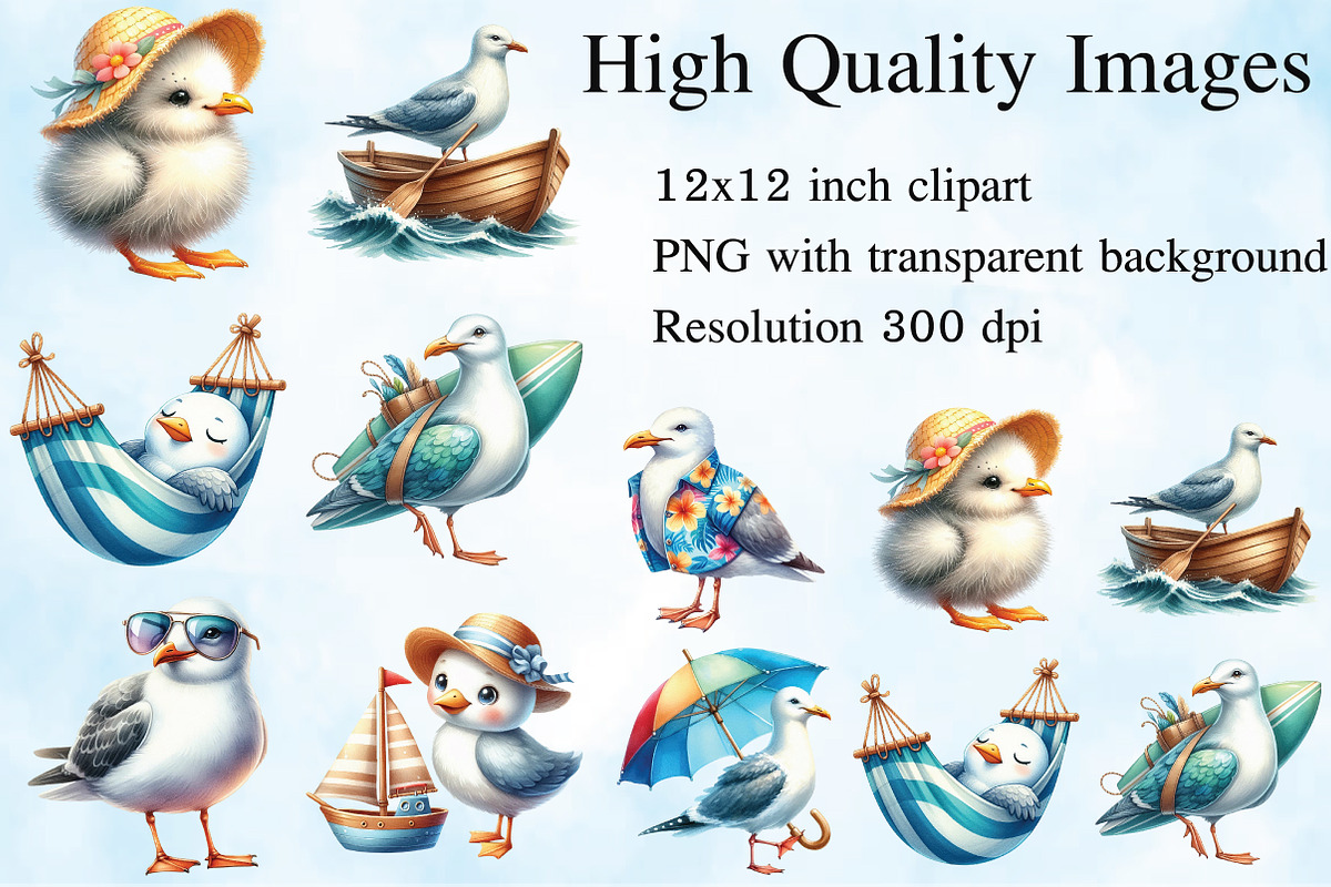 Summer Seagulls Clipart, an Illustration by Craft Nest (Photo 2 of 5)