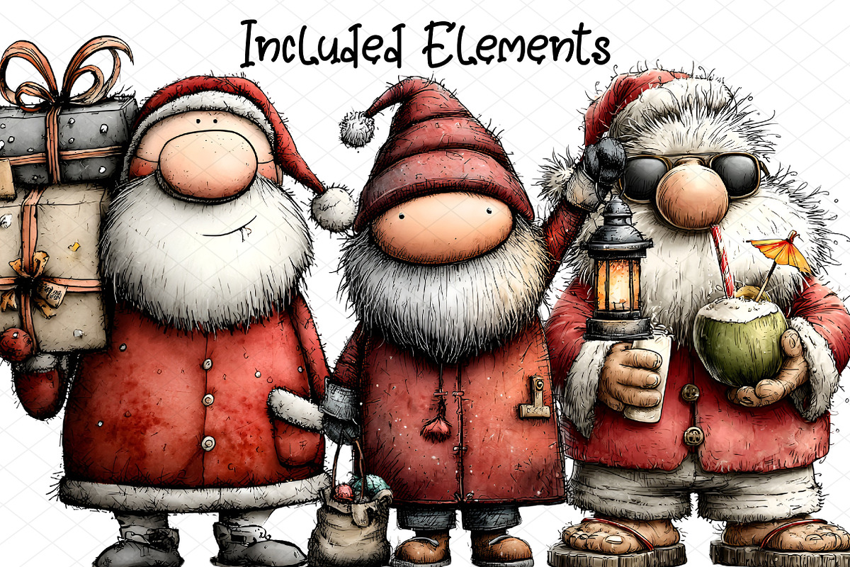 Quirky Whimsical Santas Clipart, an Illustration by cherrydesign (Photo 2 of 4)