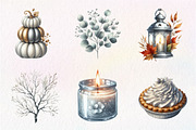 Watercolor Silver Autumn Clipart, an Illustration by CreationArt (Thumbnail 3 of 9)