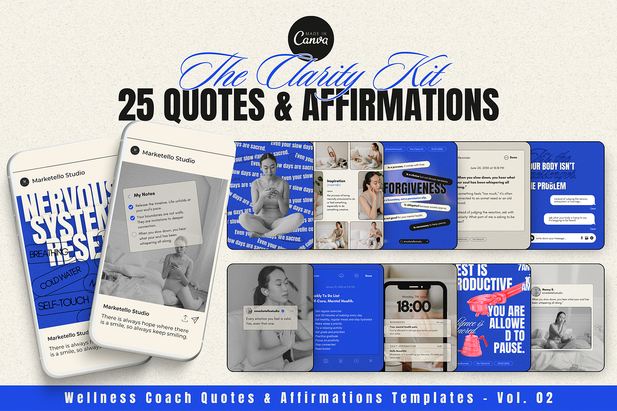 Quotes & Affirmations Canva Template, a Social Media Template by Marketello Studio (Photo 1 of 5)