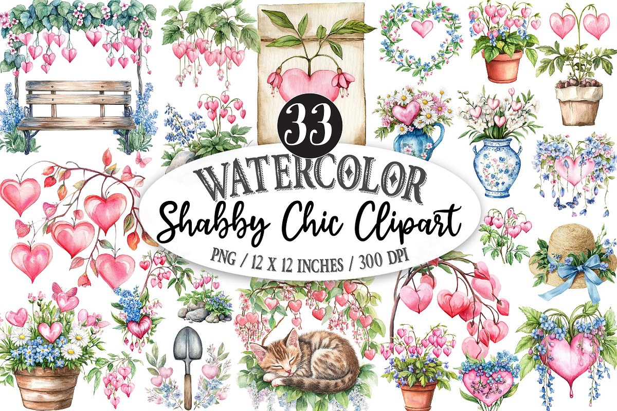 Shabby Chic Clipart, a Seasonal Illustration by Designking (Photo 1 of 5)