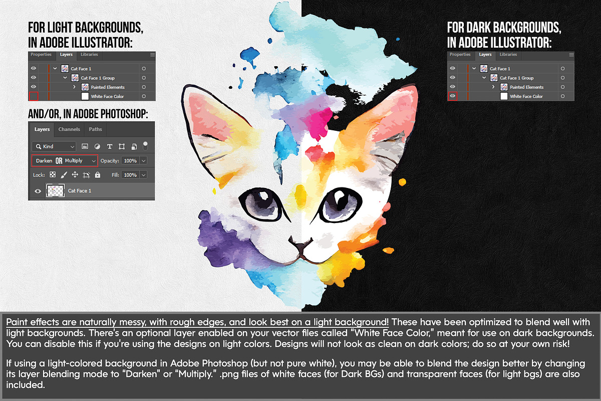 Painted Kitten Vector Pack I, an Illustration by Paper Element (Photo 4 of 4)