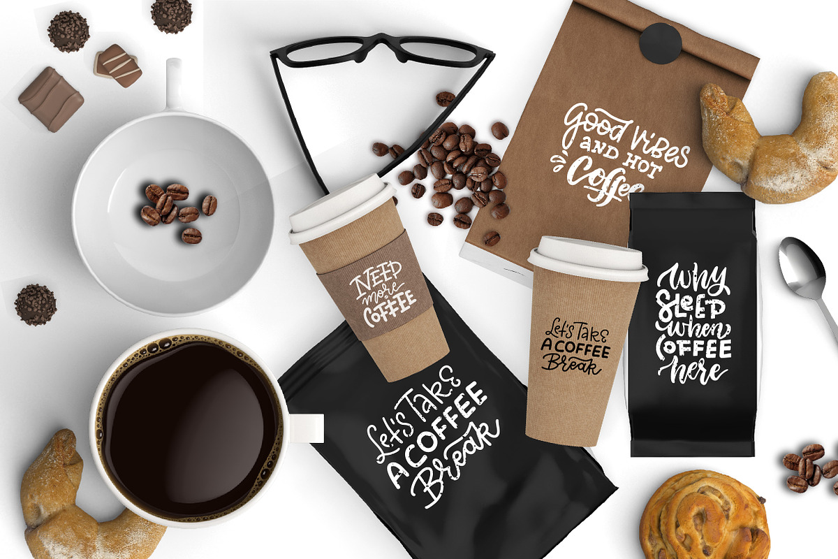 Coffee lettering &clipart collection, a Decorative Illustration by Lana Sham (Photo 13 of 15)