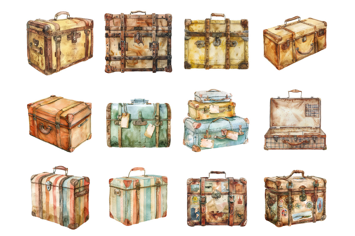 Vintage Travel Suitcase Clipart, an Illustration by Design Market (Photo 3 of 3)