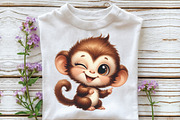 Funny Cheeky Monkeys Clipart, an Illustration by CraftArtStudio (Thumbnail 3 of 6)