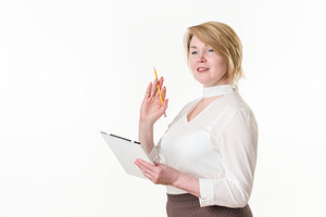 Blonde woman wearing in white blouse, a Person Photo by Alexander-Piragis