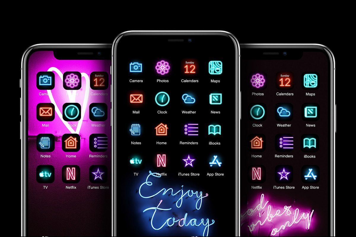 100 Neon iPhone iOS 14 App Icons, an Icon by Ellen Artworks (Photo 2 of 2)