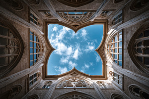 Skyward from an old building, a Photo by Beautiful things
