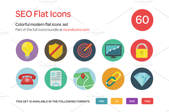 SEO Flat Icons Set preview 5