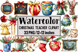 Christmas Teacher Clipart, an Illustration by Design Market