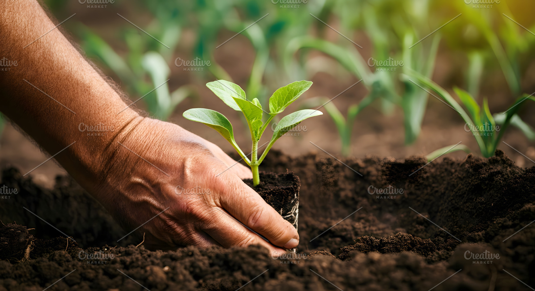 Planting Seedling in Fertile Soil by, a Nature Photo by Stock Shape
