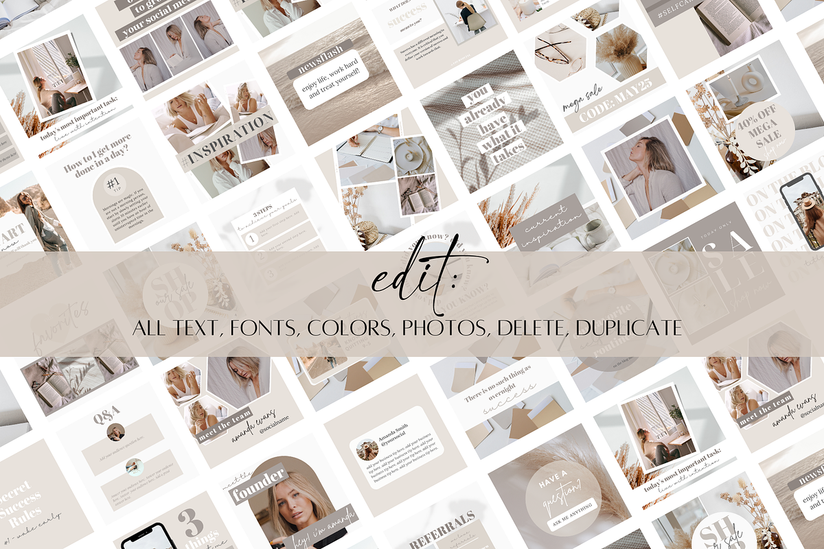 800 Instagram Canva Templates, a Social Media Template by Oh So Social Boutique (Photo 2 of 6)