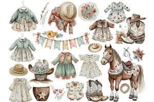 Baby Cowgirl Clipart Collection