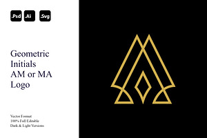 Geometric Initials AM or MA Logo, a Branding & Logo Template by Luxury Logos