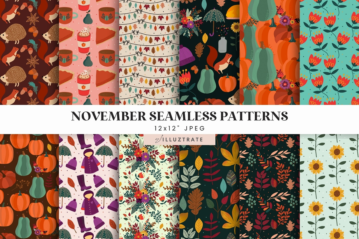 Cosy Autumn Seamless Papers, a Pattern Graphic by illuztrate (Photo 1 of 5)