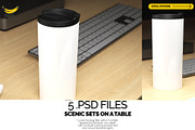 White Tumbler Mockup Bundle on Table, a Cups & Container Mockup by Banana Hey (Thumbnail 5 of 6)