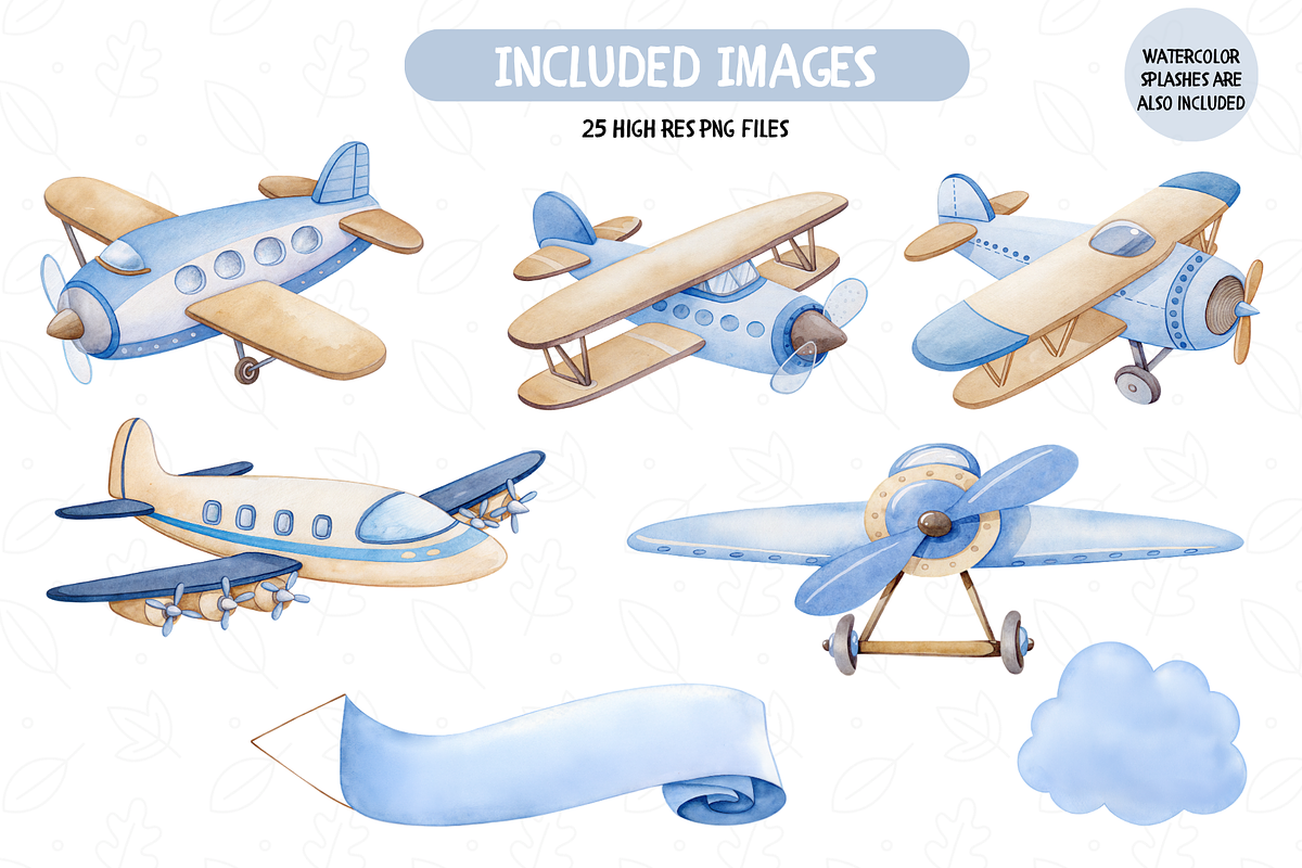 Watercolor Air Transport Clipart, an Illustration by TatiMockup (Photo 2 of 5)