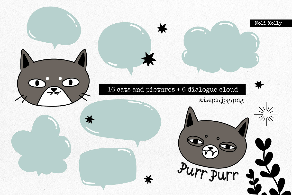 Cat comic. Funny set, an Animal Illustration by Noli Molly Store (Photo 2 of 6)