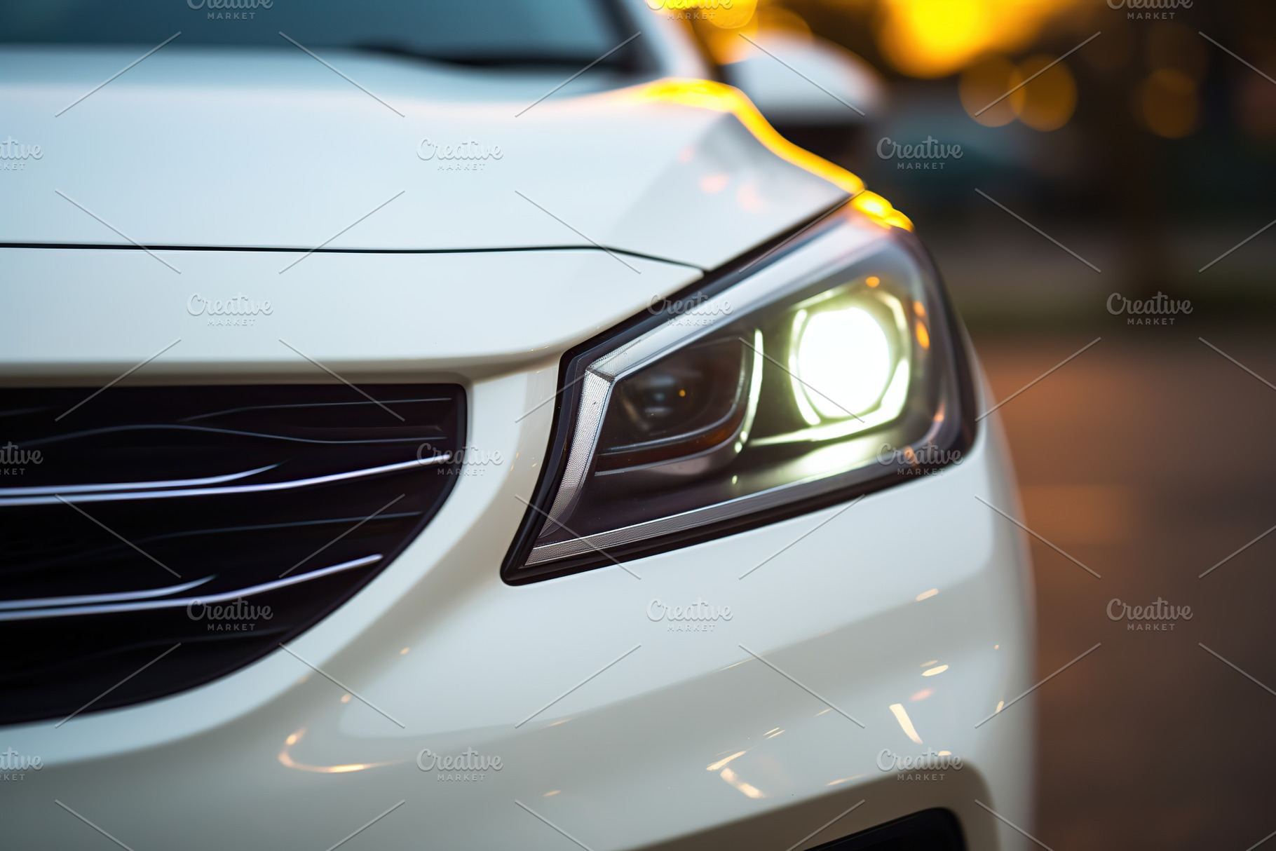 Headlights of a new modern car, closeup, a Transportation Photo by AlyaAnd