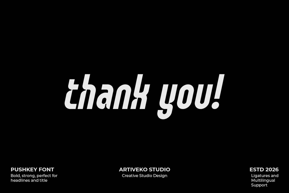 Pushkey – Condensed Sans Serif, a Sans Serif Font by Artiveko (Photo 8 of 8)