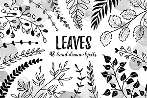 Leaves sketch style set