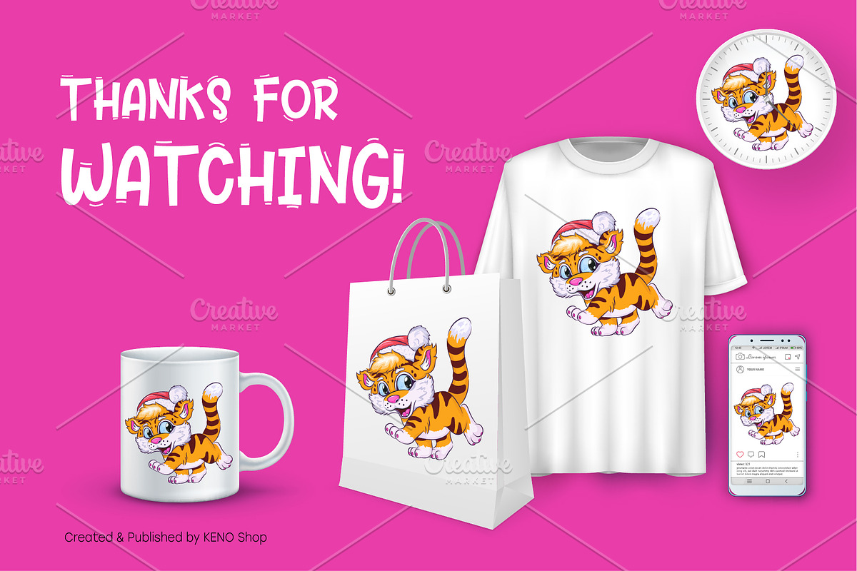Cute Cartoon Tiger., an Animal Illustration by KENO Mascots (Photo 9 of 9)