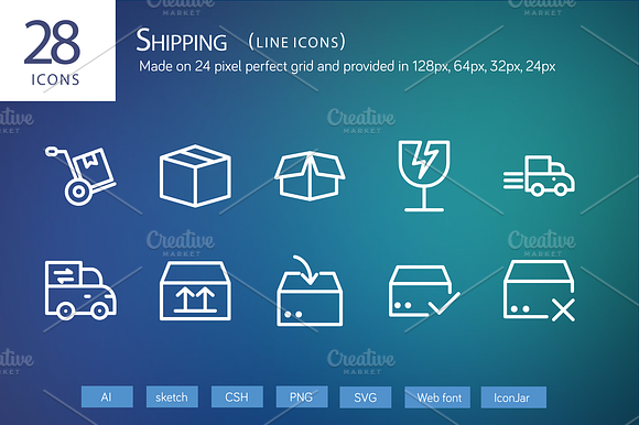 28 Shipping Line Icons