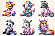 Watercolor Unicorn Cute Animals Clip, a Seasonal Illustration by Rose Art (Thumbnail 2 of 6)