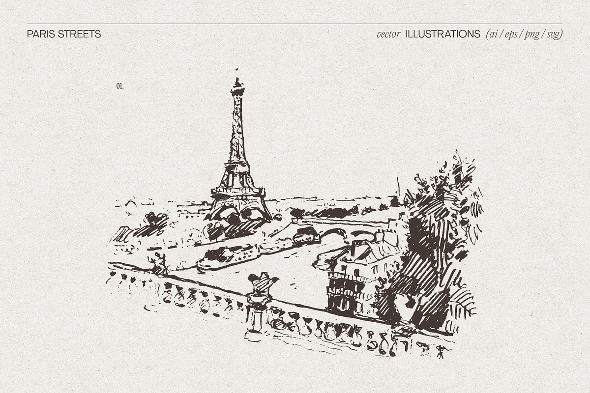 Paris Street Scene Sketches, a Work Illustration by TheMountBirdStudio (Photo 3 of 7)