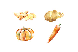 Beautiful Watercolor Vegetables Set