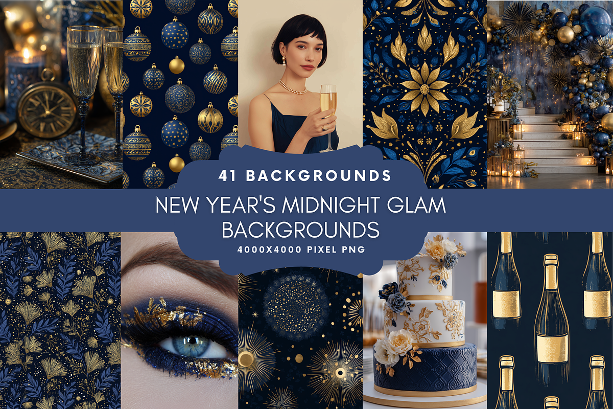 New Year's Midnight Glam Backgrounds, a Background Graphic by NadiaTheronArt (Photo 1 of 5)