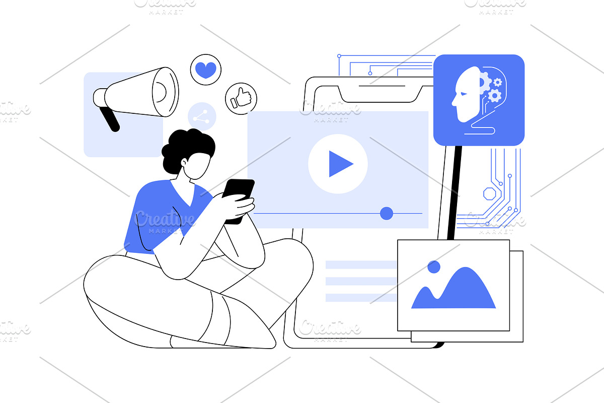 AI Social Media Content Creation, a Technology Illustration by Visual Generation