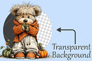 Whimsical Autumn Teddy Bear Clipart, a Seasonal Illustration by Canvas Craft (Thumbnail 2 of 10)