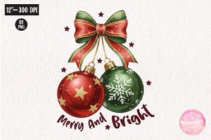 Retro Christmas Ornaments Bow PNG, an Illustration by CreationArt