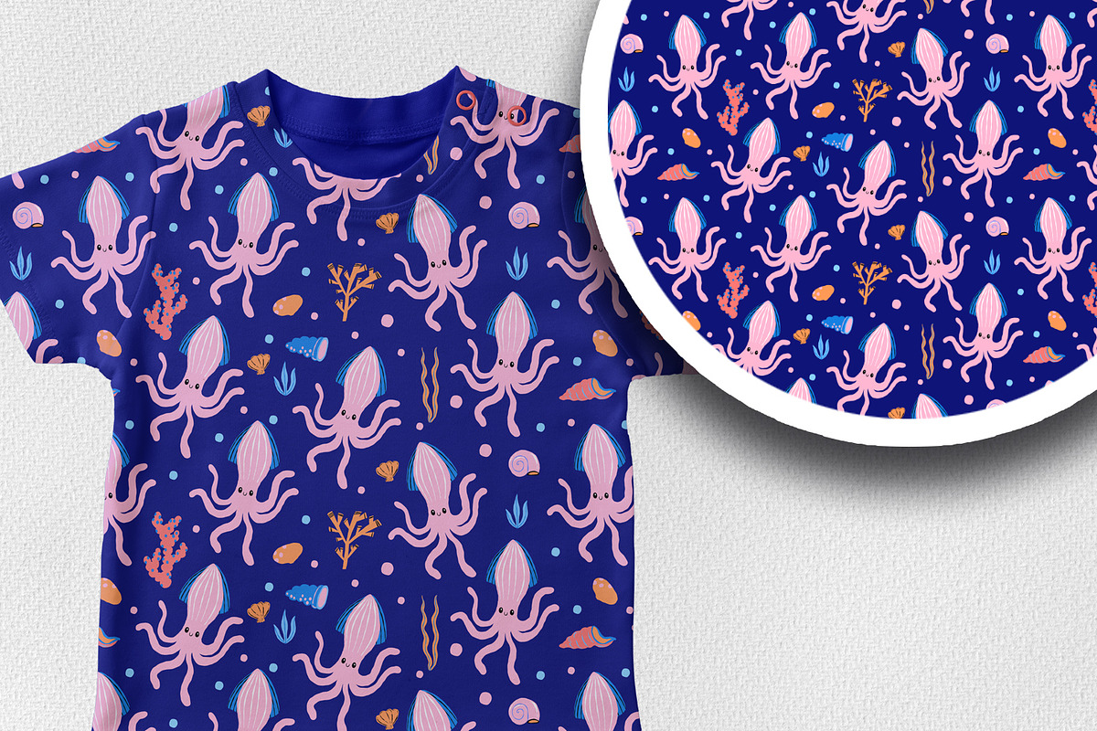 Cute Sea Life Seamless Patterns, a Pattern Graphic by the_myro (Photo 6 of 7)