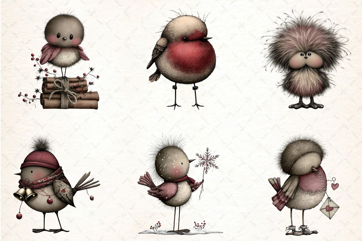 Whimsical Robin Bird Clipart, an Illustration by DreamCafeArt (Photo 6 of 7)