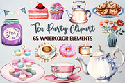 Watercolor Tea Party Clipart, 65 PNG, an Illustration by CropUp Creative (Thumbnail 1 of 5)