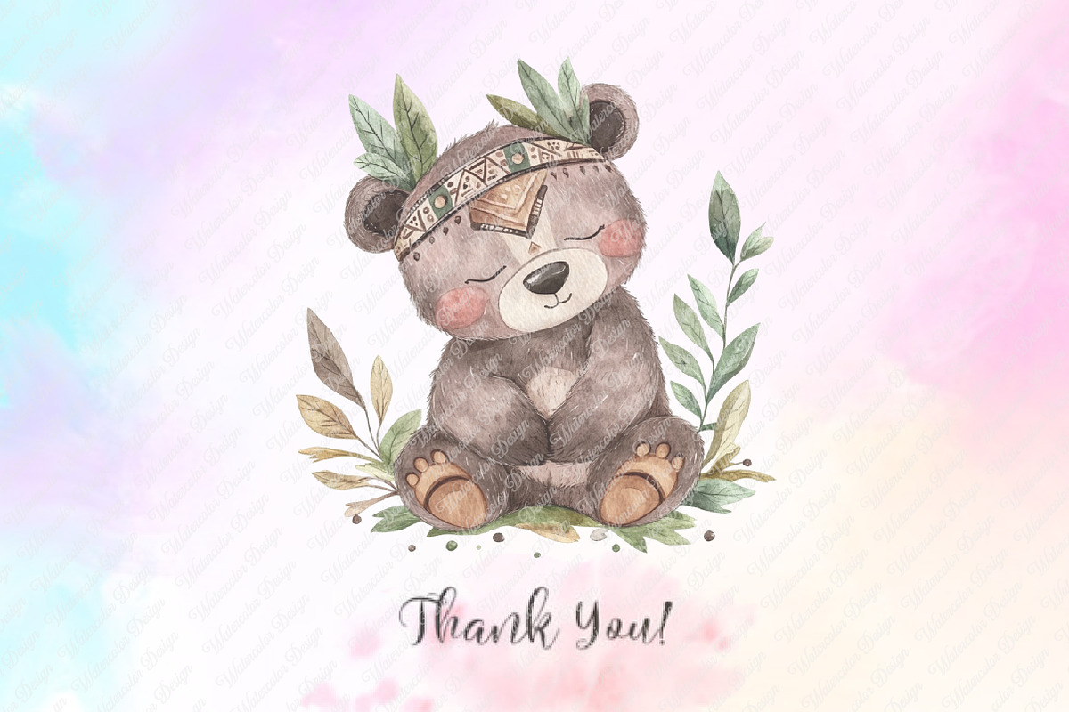 Watercolor Boho Woodland Animal Clip, an Illustration by Watercolor design (Photo 7 of 12)