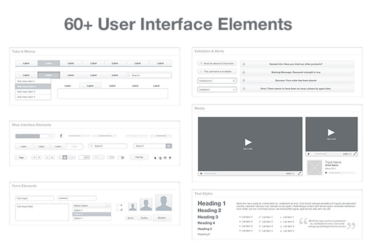 Ultimate Wireframe UI Kit, a Wireframe Template by Medialoot