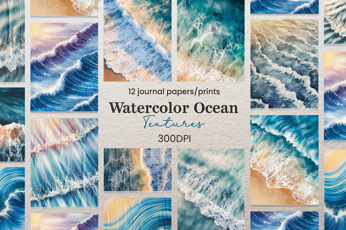 Watercolor Ocean Textures, a Background Graphic by Curve Design (Photo 2 of 12)