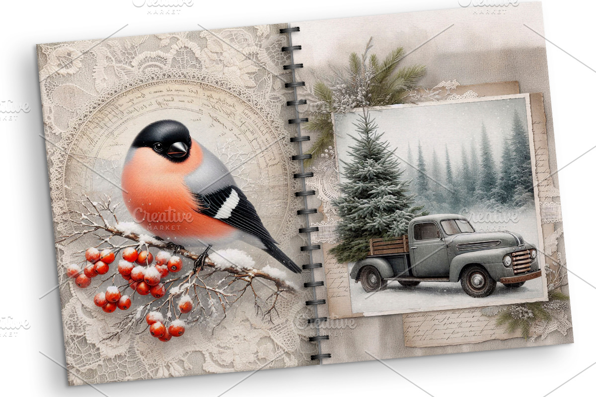 Winter Forest Junk Journal 12 Pages, a Seasonal Illustration by GalaDesign03 (Photo 6 of 6)